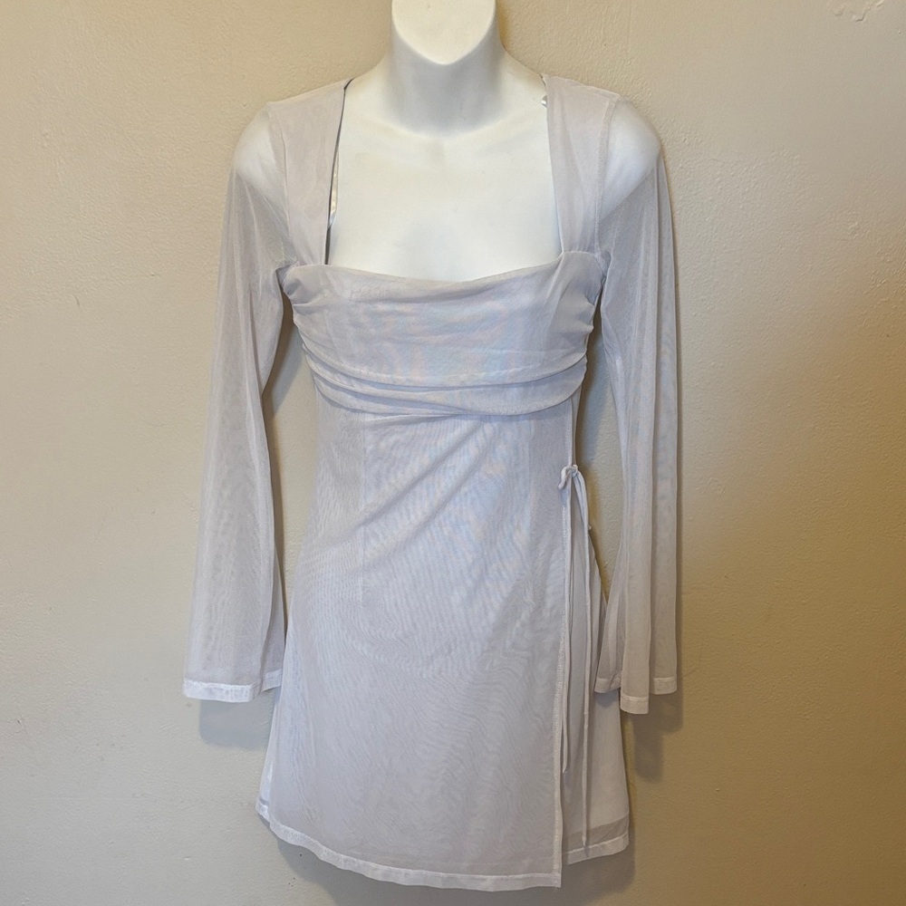 Princess Polly Sheer White Long Sleeve Dress